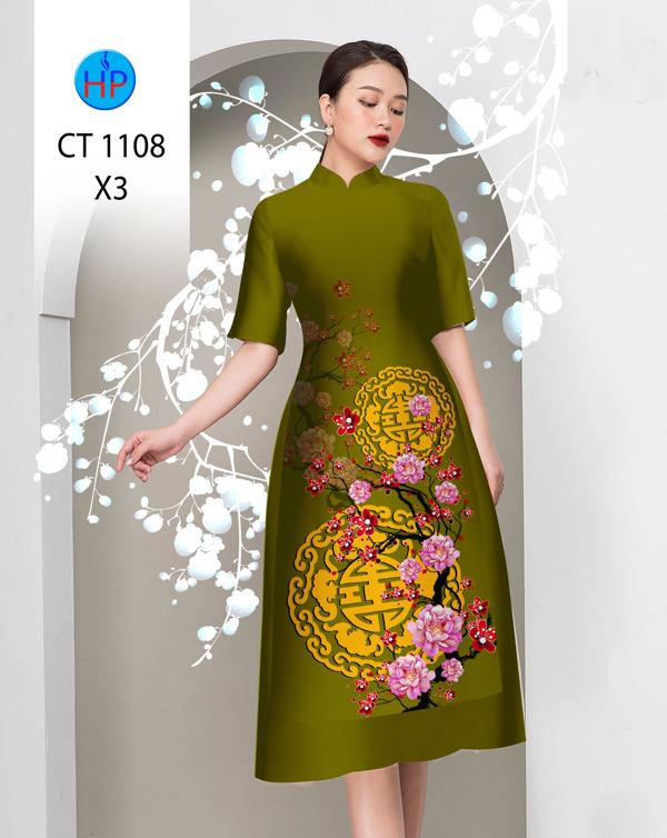 Vải Áo Dài Hoa Mai Vàng AD CT1108 9